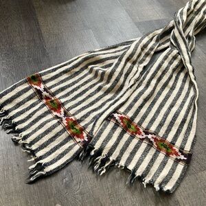 Striped Scarf with Embroidery
